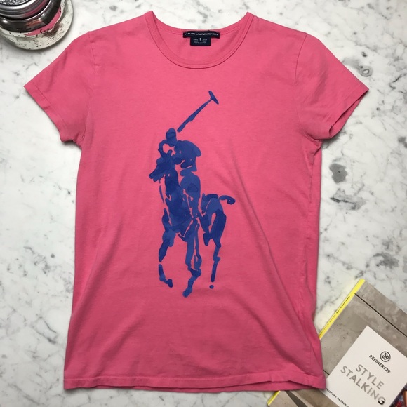 Ralph Lauren Tops - Ralph Lauren Sport Blue Watercolor Pony T Shirt